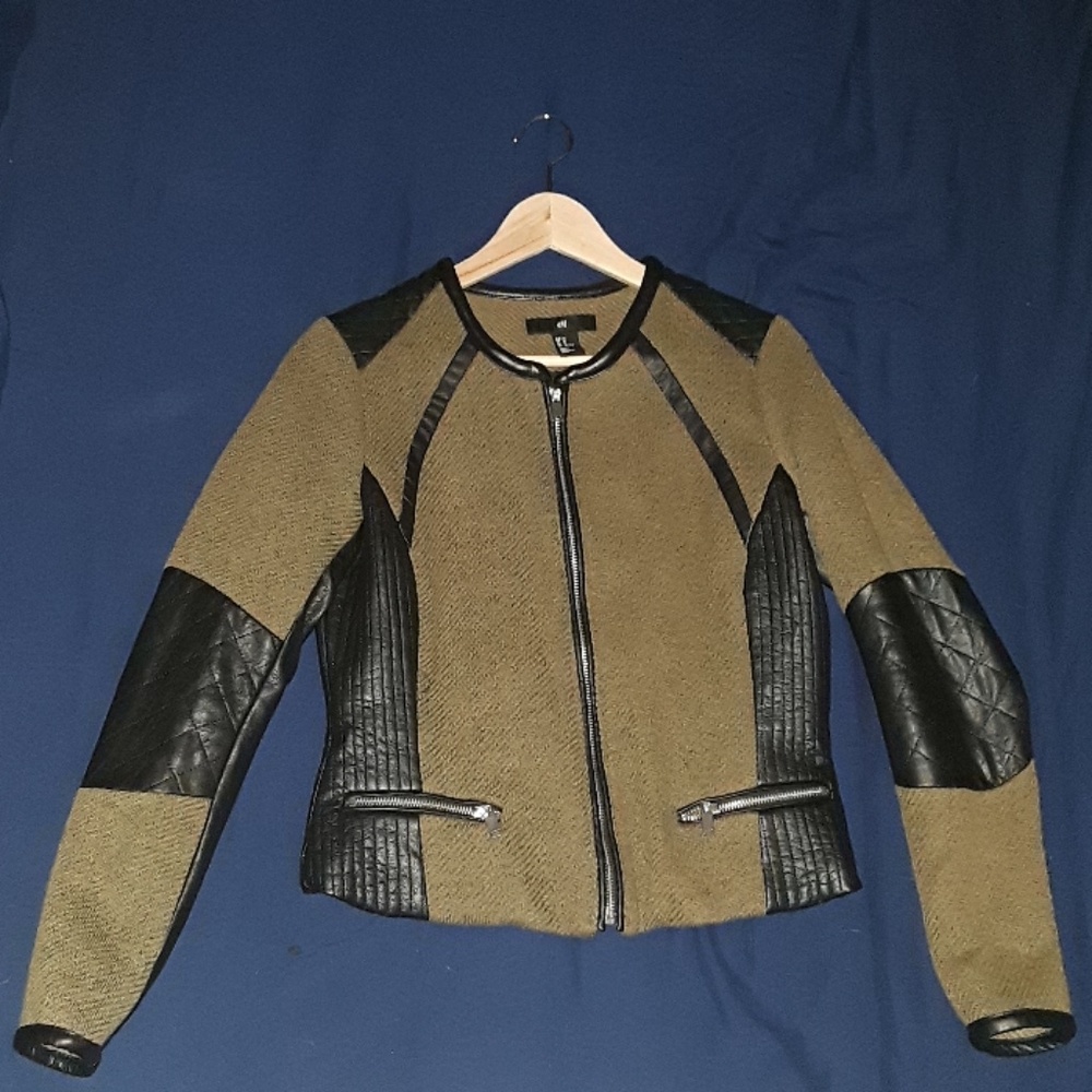 H&M Olive green/faux leather jacket